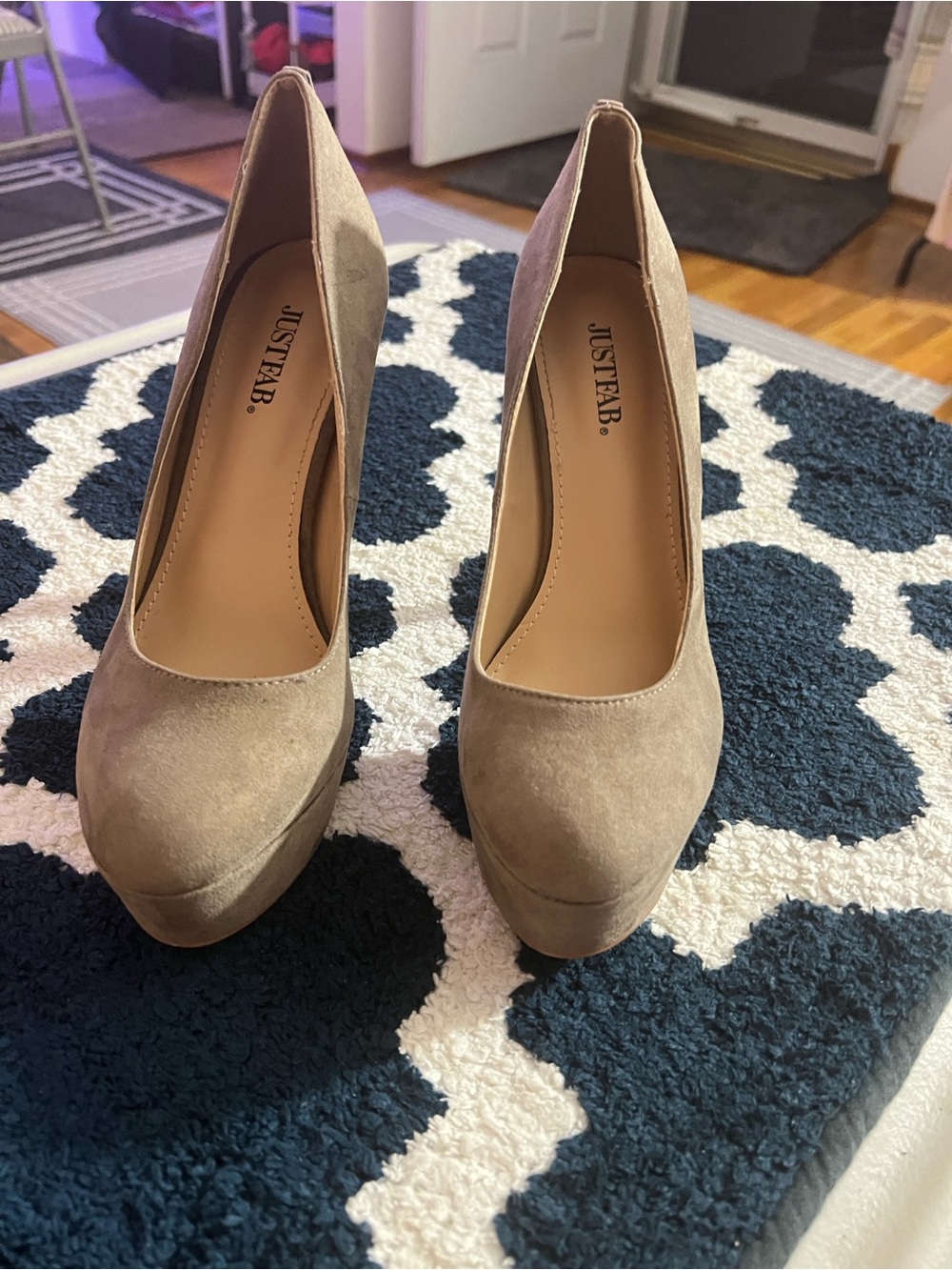 JustFab Taupe Suede Platform Pumps